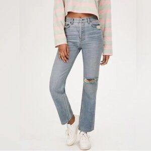 Reformation Hanna Slouch Mid Rise Jeans - Largo Destroyed - Size 29